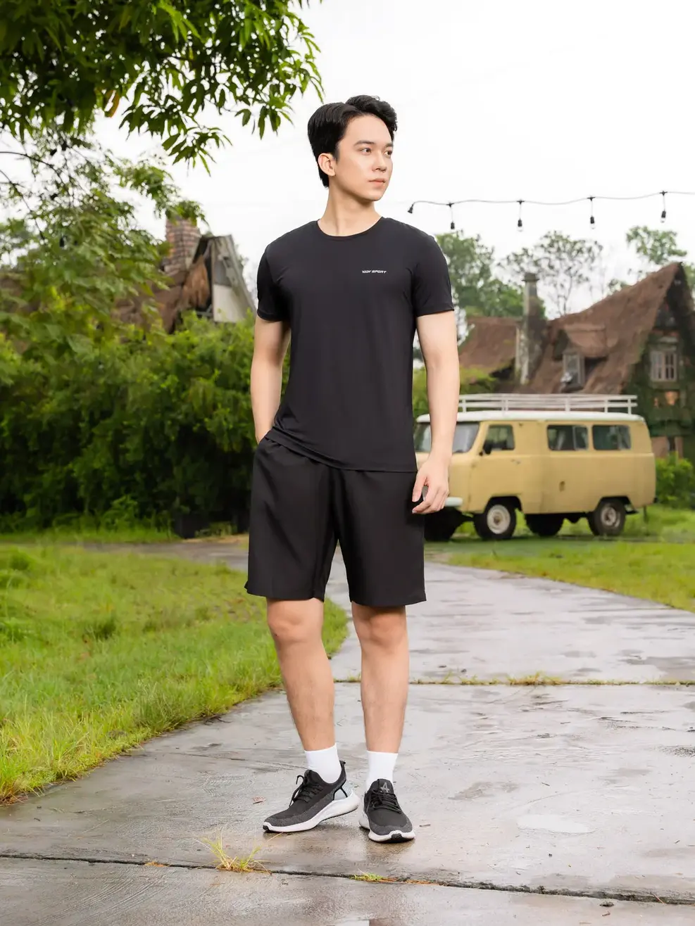 bộ đồ nam running - Đen - M