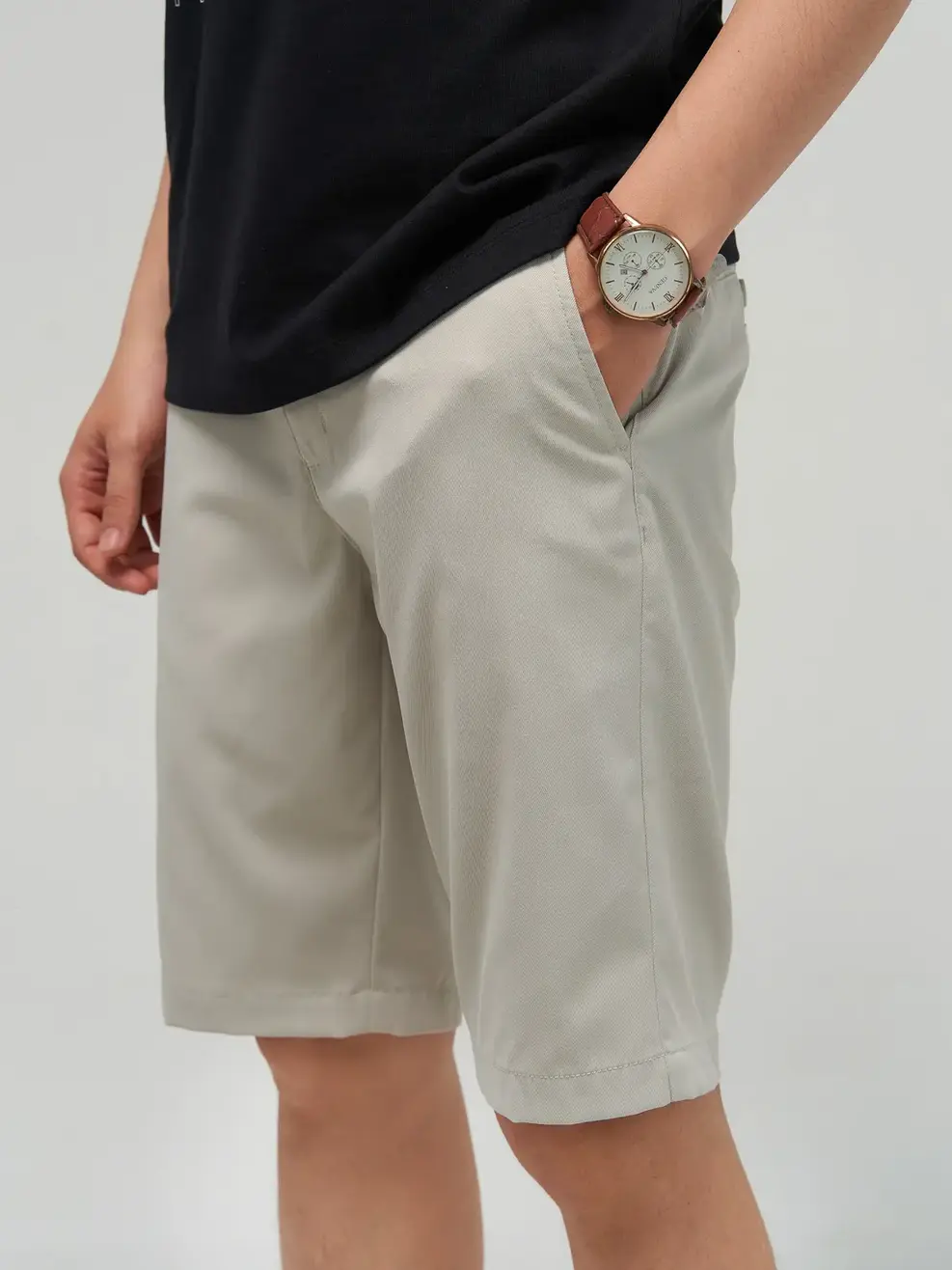 Quần sooc nam diễu túi hậu - Ghi - 33