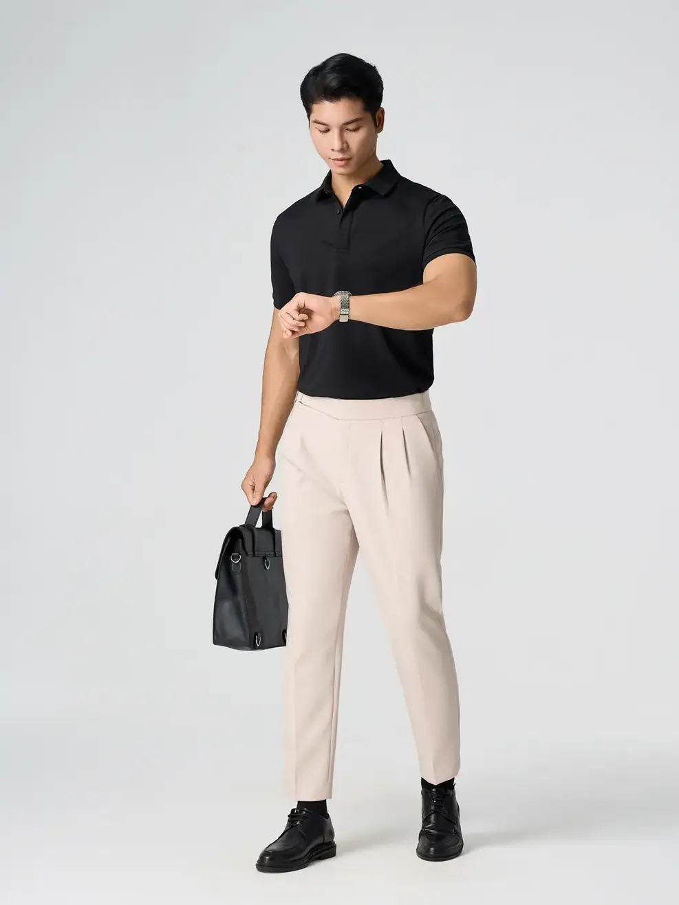 Áo Polo Nẹp Che Cúc - ĐEN 002 - S