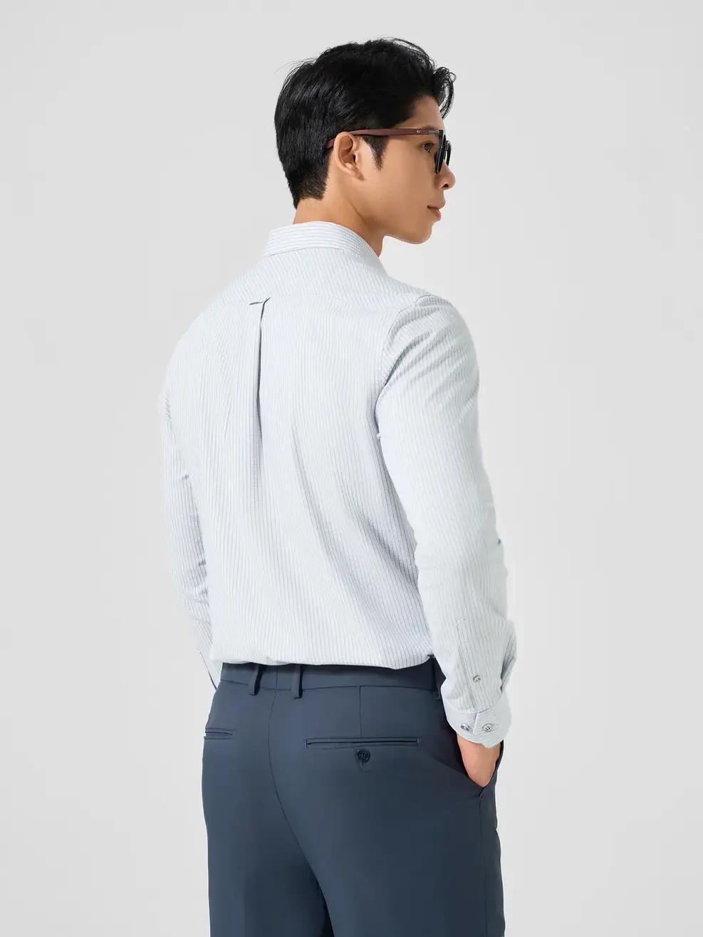 Sơ Mi Dài Tay Nam Bamboo Kẻ Caro - Ghi - M