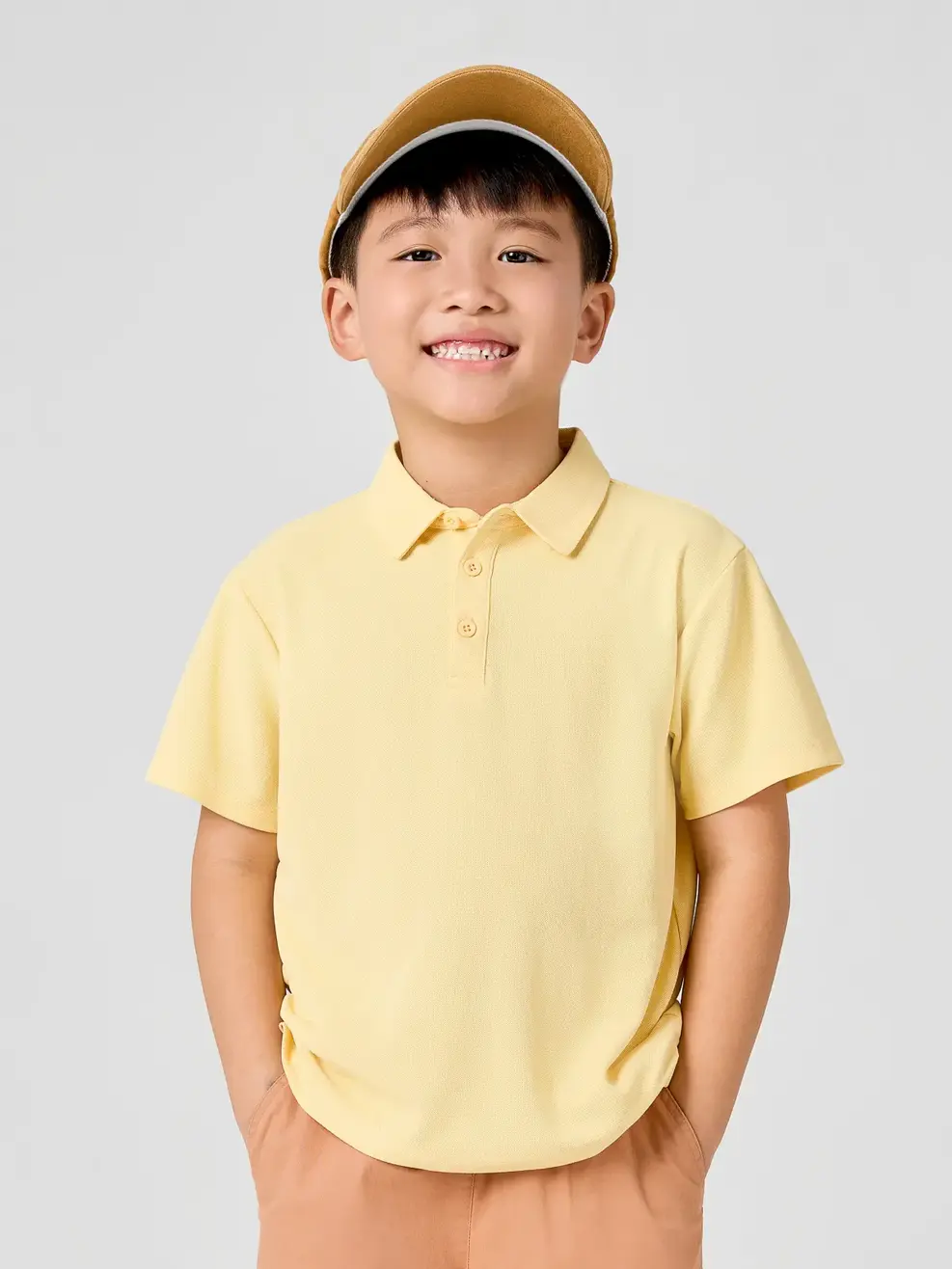 Áo Polo Kids Regular Cổ Ép Có Xẻ Tà -  Vàng 064 - 104