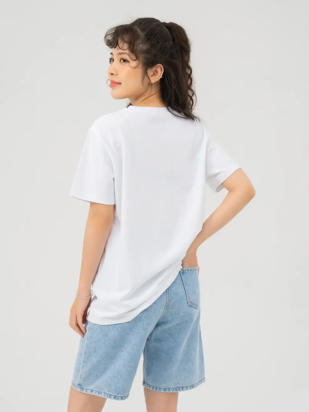 T-shirt Nữ Dáng Rộng In Just Psych Bột Ngô - Trắng 1 - F