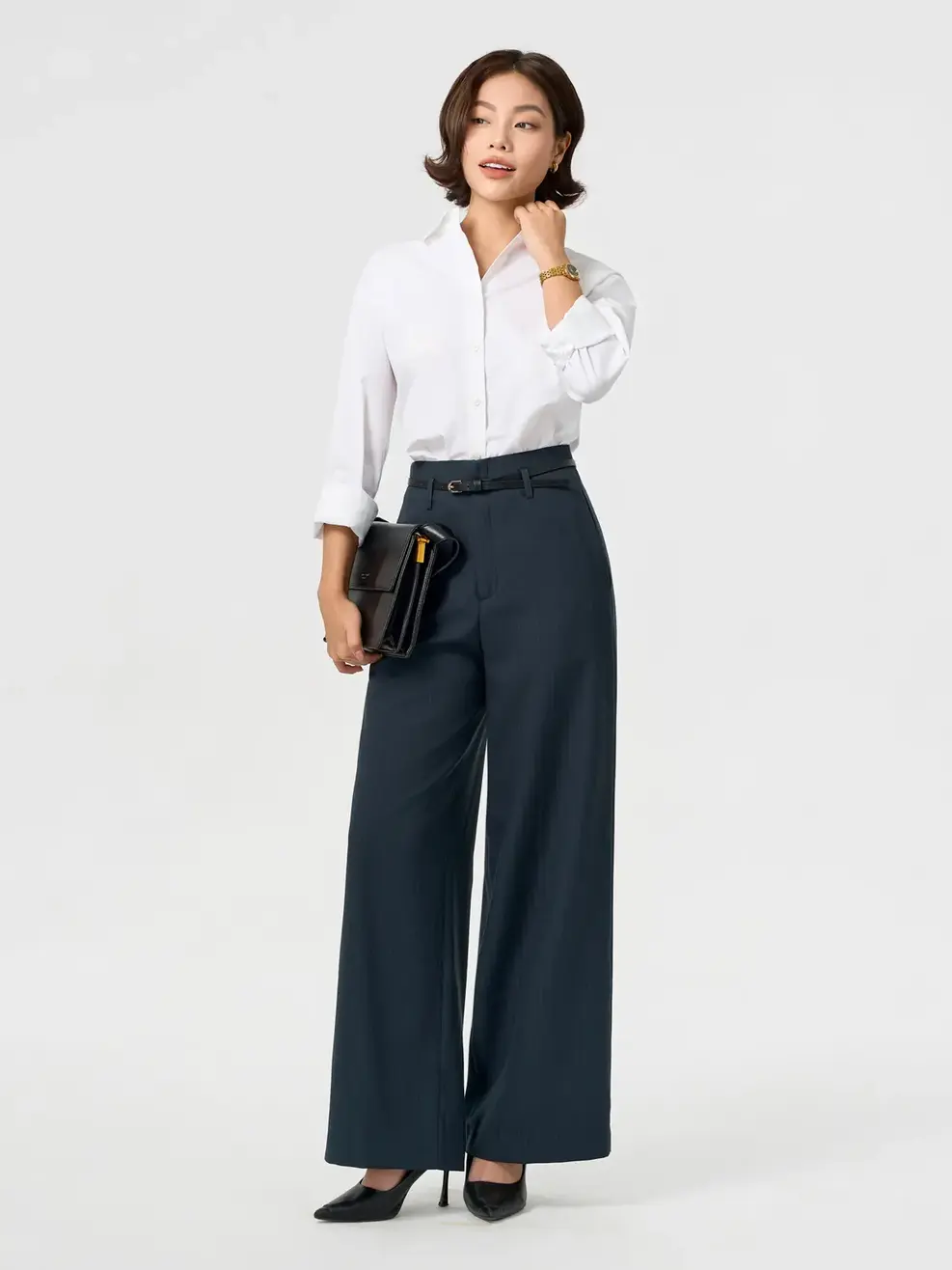 Quần Nữ Suông Cạp Liền Cao Tôn Dáng - Kẻ Tím Than 135 - S