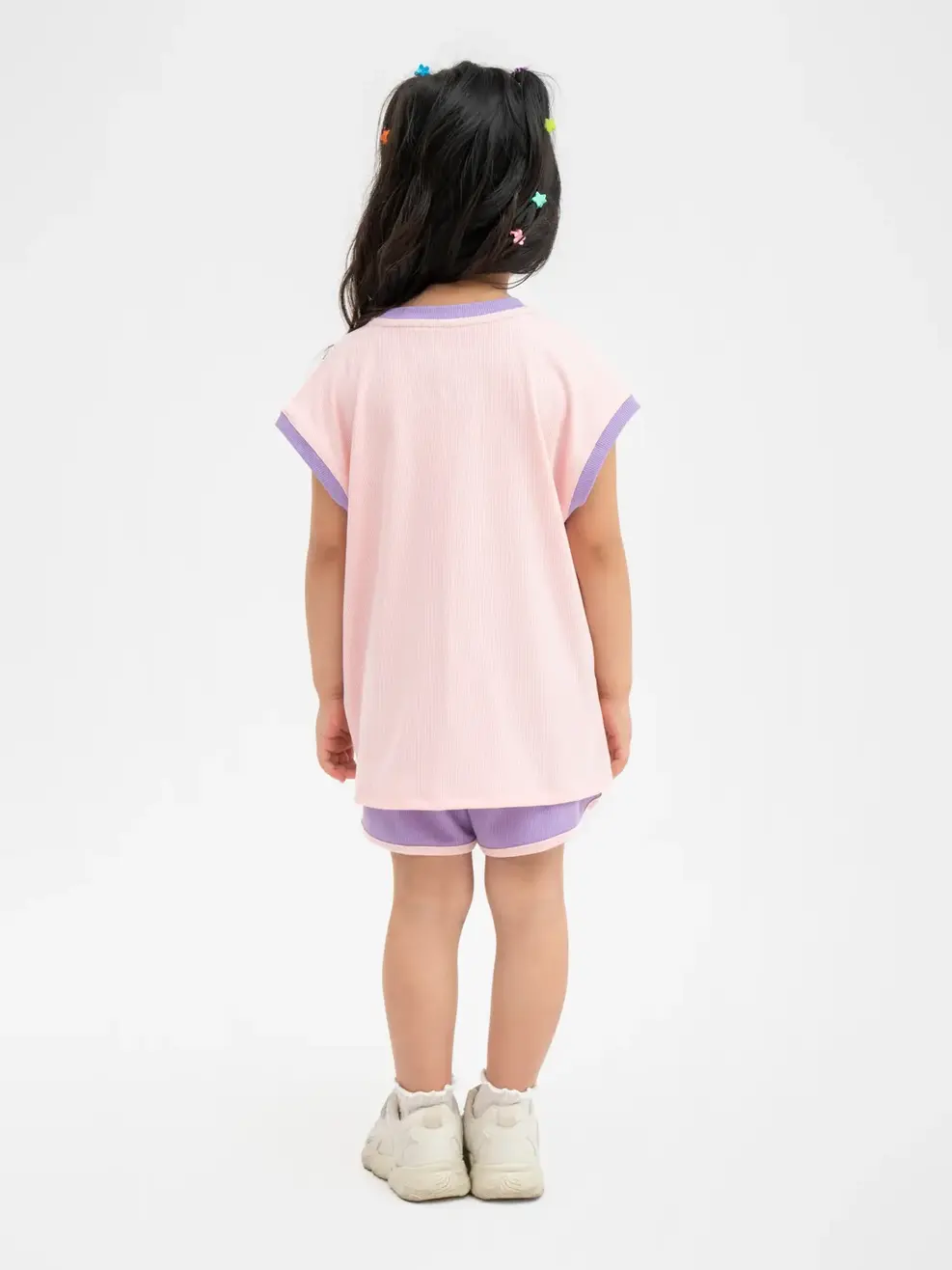 Đồ Bộ Kid Tay Chờm Thêu Logo - Tím Hồng - 2