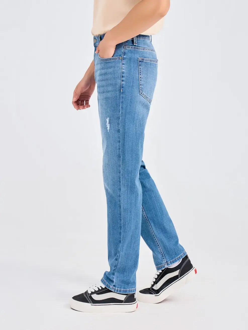 Quần Jeans Nam Regular Coolmax Mài Xước - Xanh nhạt - 28