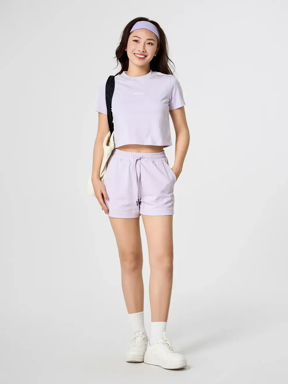 Bộ Đồ Phong Cách Thể Thao Phối Dây Dệt - Màu tím 002 - S