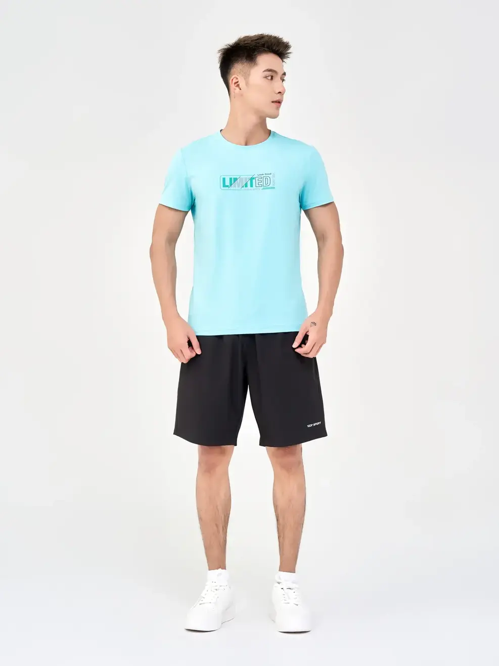T- Shirt Nam Thể Thao In Ngực Limited - Xanh dương - XL