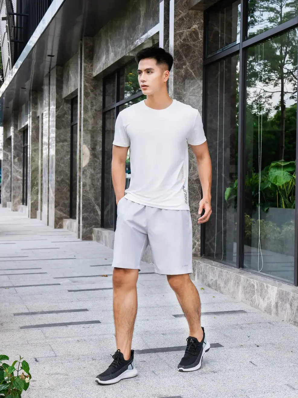 T-shirt thể thao nam Running fast - Trắng - 2XL