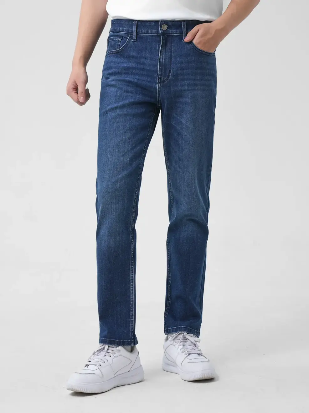 Quần Jeans Nam Slim Coolmax Mác Dệt Túi Sau - Xanh đậm - 28