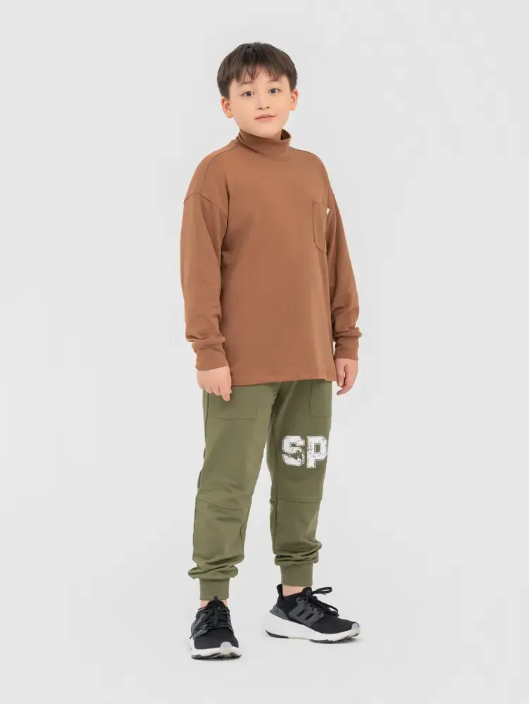 Áo Thun Kid Lớn Cổ 3cm Túi Trước Ngực - Nâu - 10