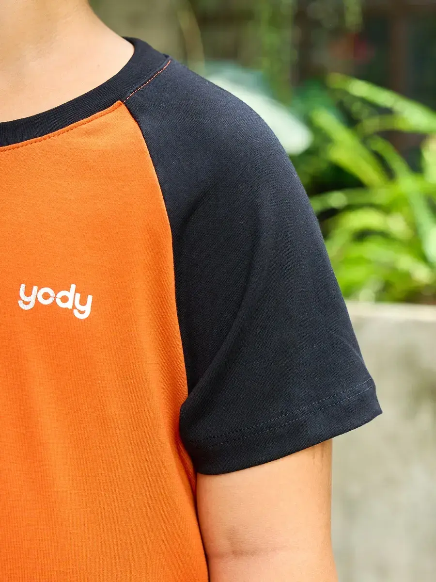 Bộ đồ kid tay raglan - Cam phối đen - 4