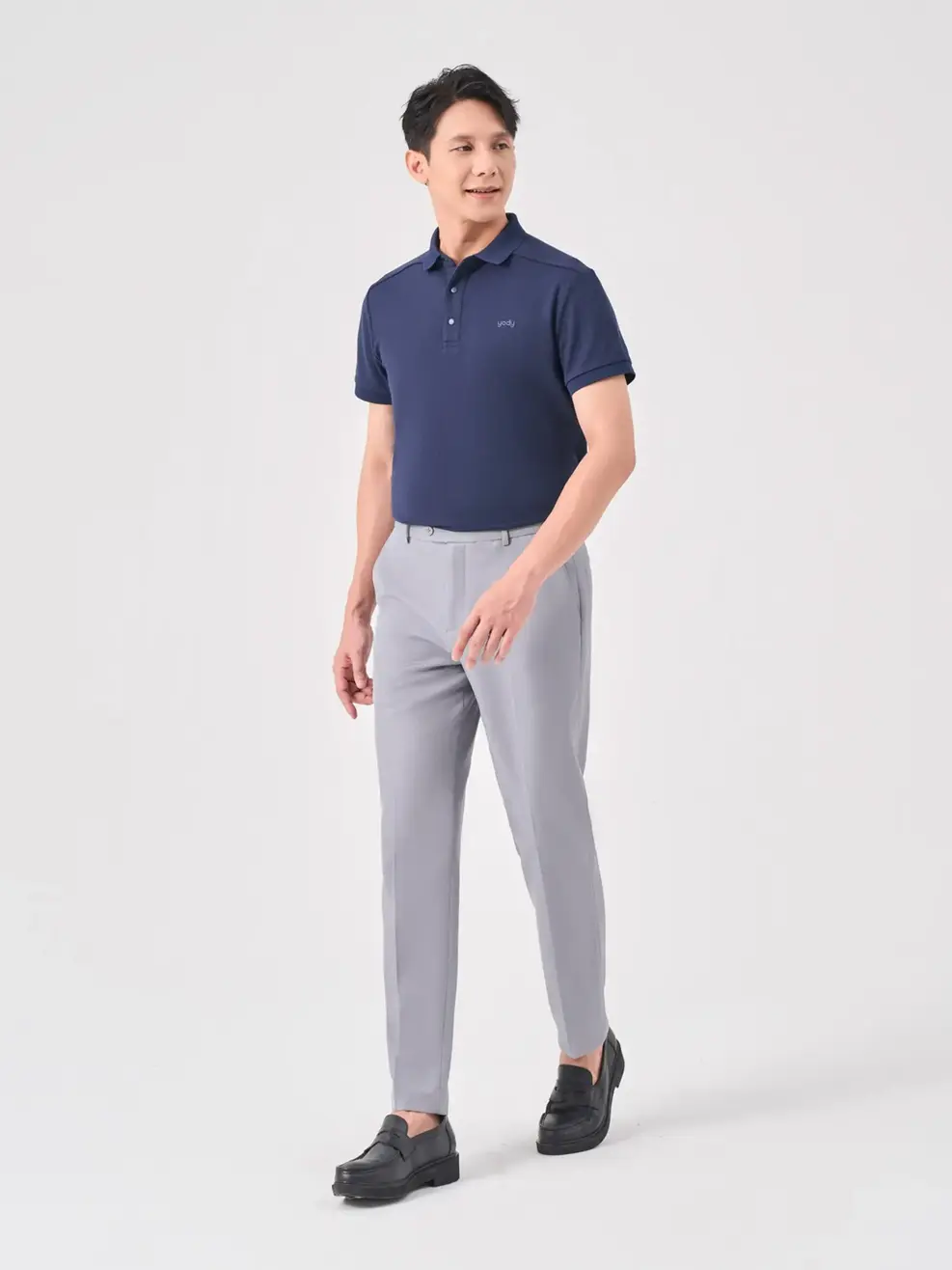 Áo Polo Nam Cafe Tổ Ong Nẹp Cúc Cúc Bấm - Navy - M