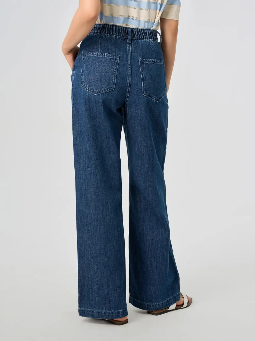 Quần Jeans Ống Suông Cạp Chun Mỏng Nhẹ - Màu chàm 001 - 26