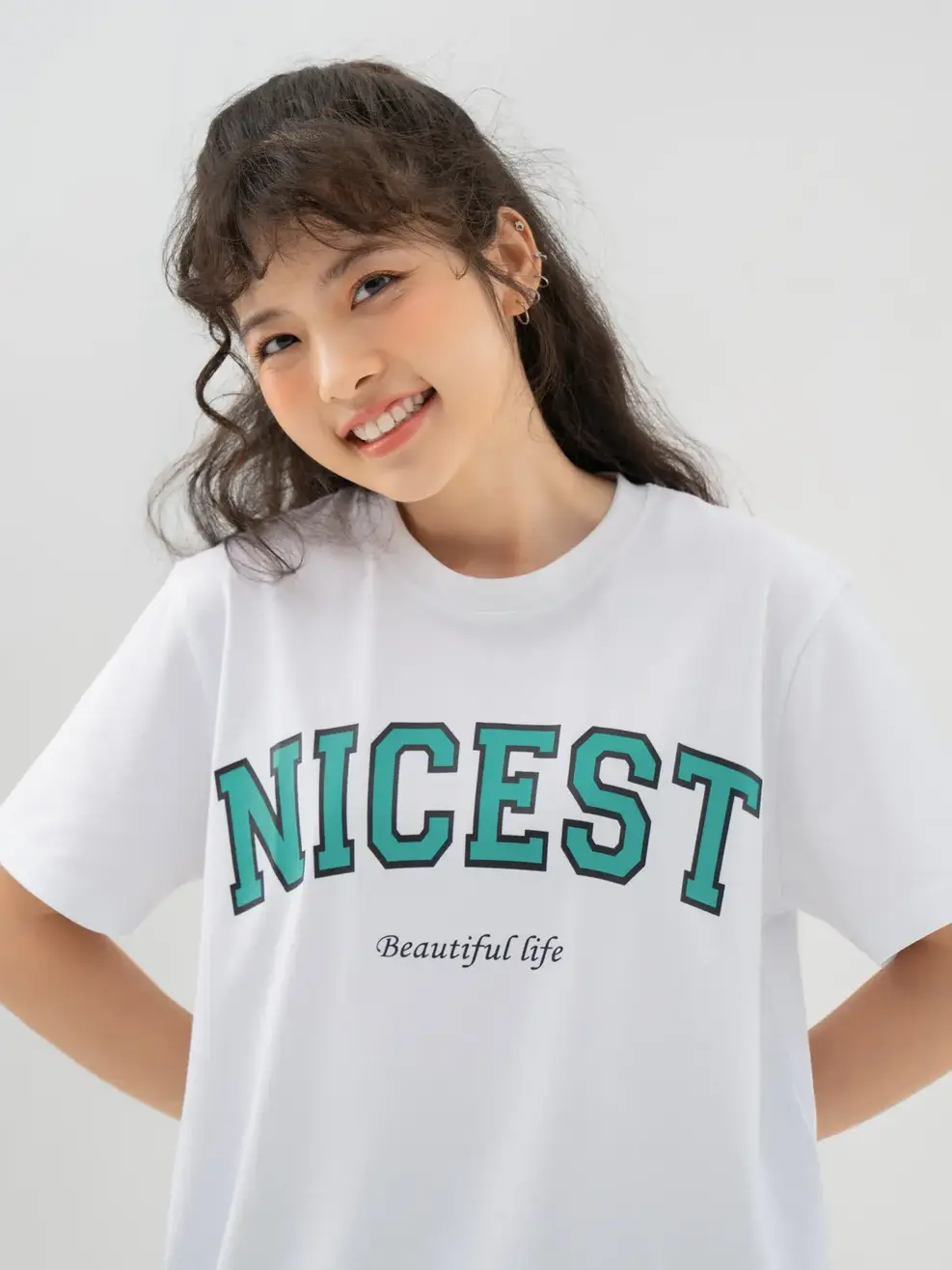 T-shirt Nữ In Nicest Bột Ngô - Trắng 1 - S