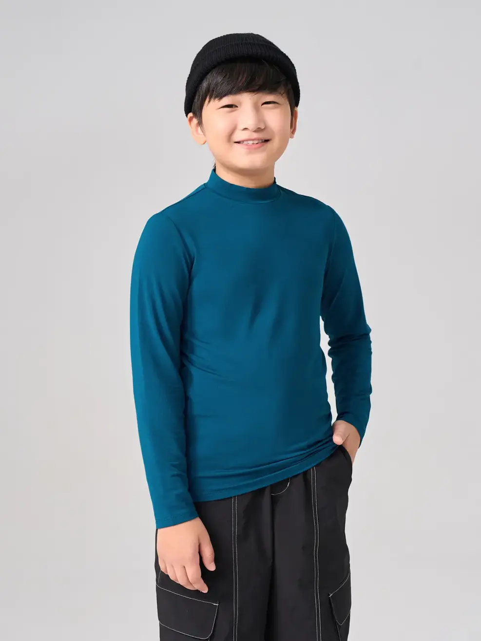 Áo Thu Đông Trẻ Em Giữ Nhiệt Cổ 3cm - Xanh cổ vịt - 10-11