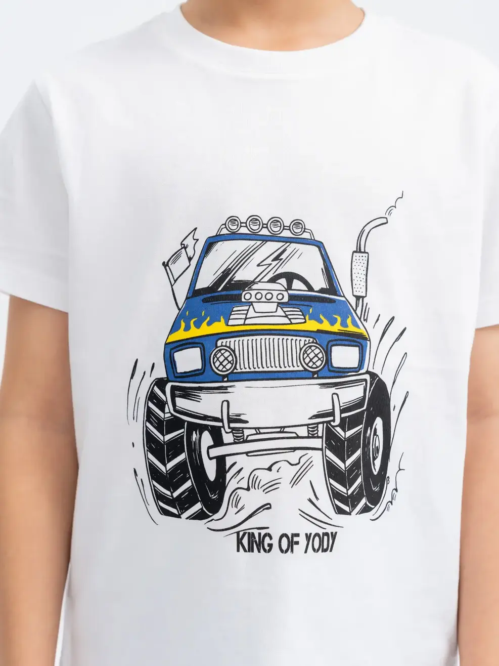 Đồ Bộ Kid Phối Kẻ In Xe - Trắng Xanh Dương - 2