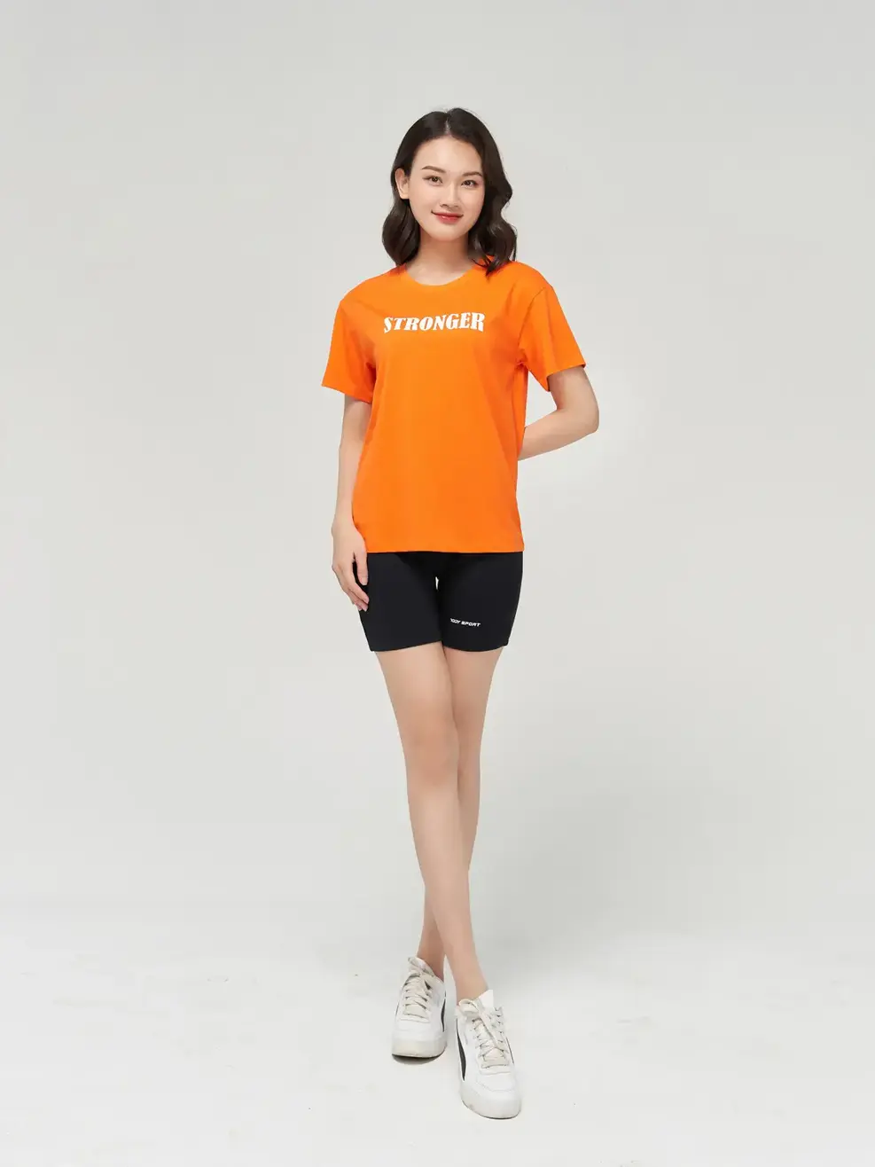 Bộ đồ nữ áo dáng rộng - Cam đen - XL