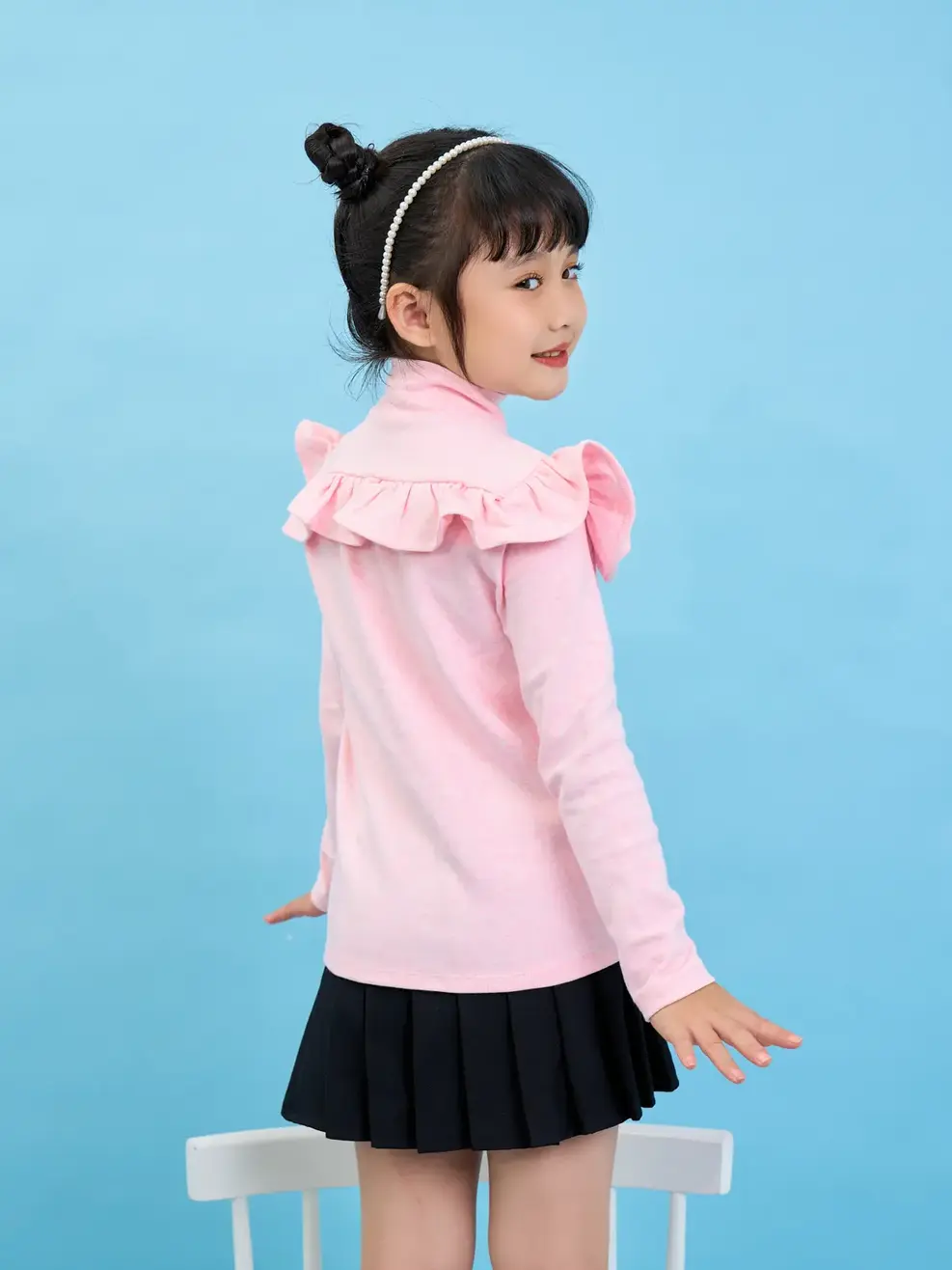 Áo thun kid cổ cao bèo ngực - Hồng - 2