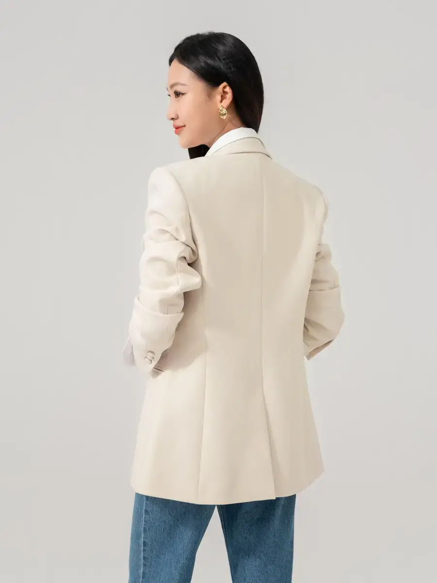 Vest Nữ Dáng Blazer Túi Cơi - Be - S