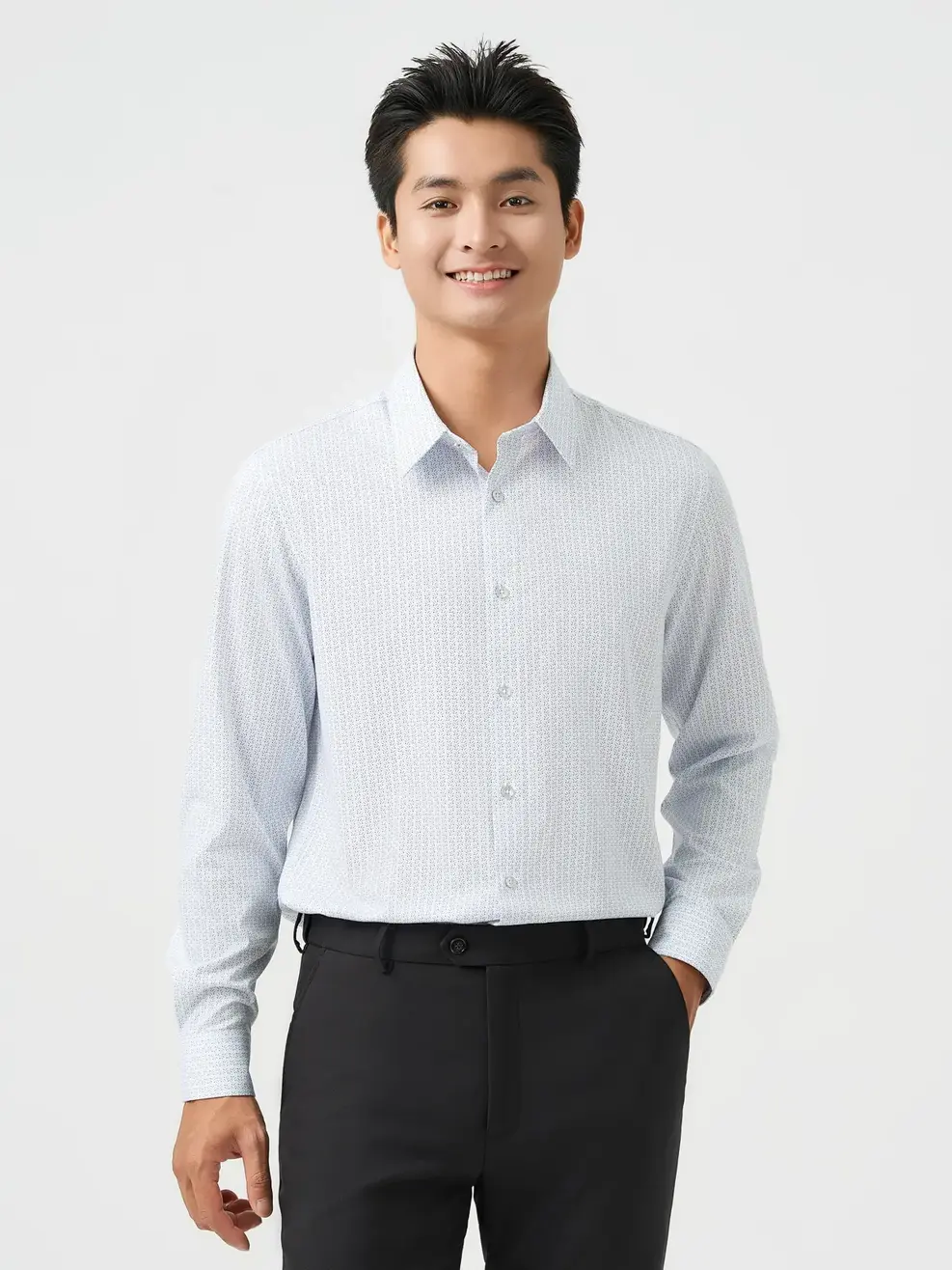 Áo Sơ-mi Nam Dài Tay Họa Tiết - Họa tiết xanh da trời 188 - M