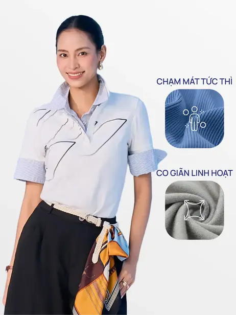 Áo Polo Nữ Slim In Thân Trước Có Xẻ Tà