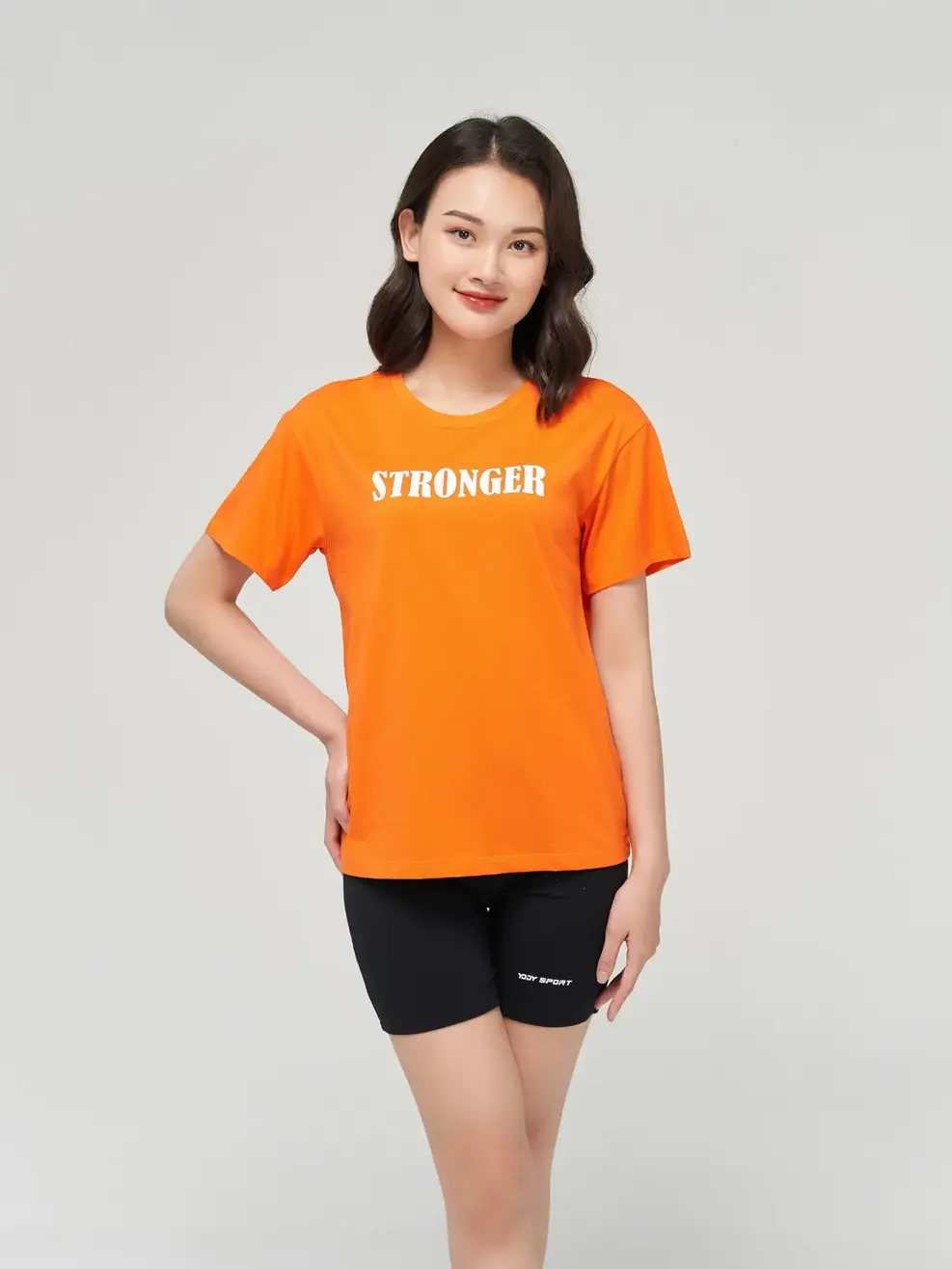 Bộ đồ nữ áo dáng rộng - Cam đen - XL