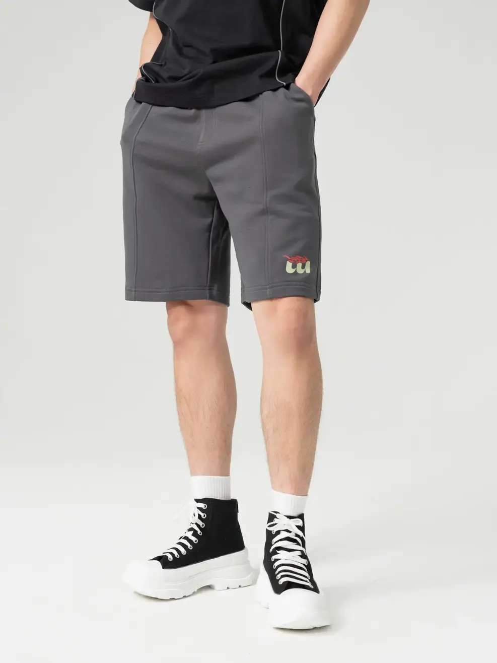 Quần Sooc Nỉ Yoguu Bổ Thân Trước - Ghi - M