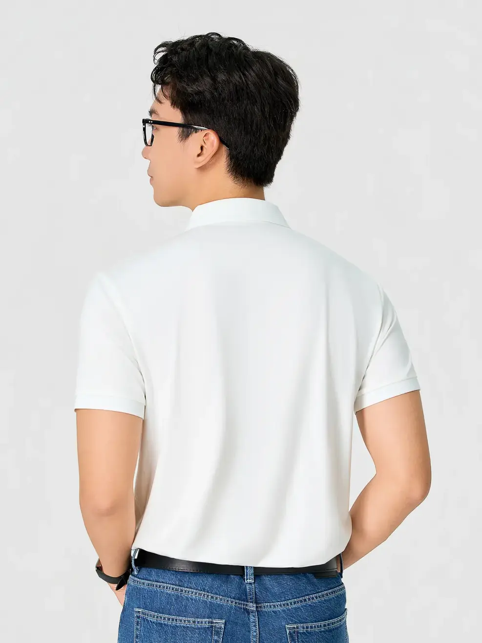 Áo Polo Nam Slim In Thân Trước Có Xẻ Tà - Trắng 001 - M