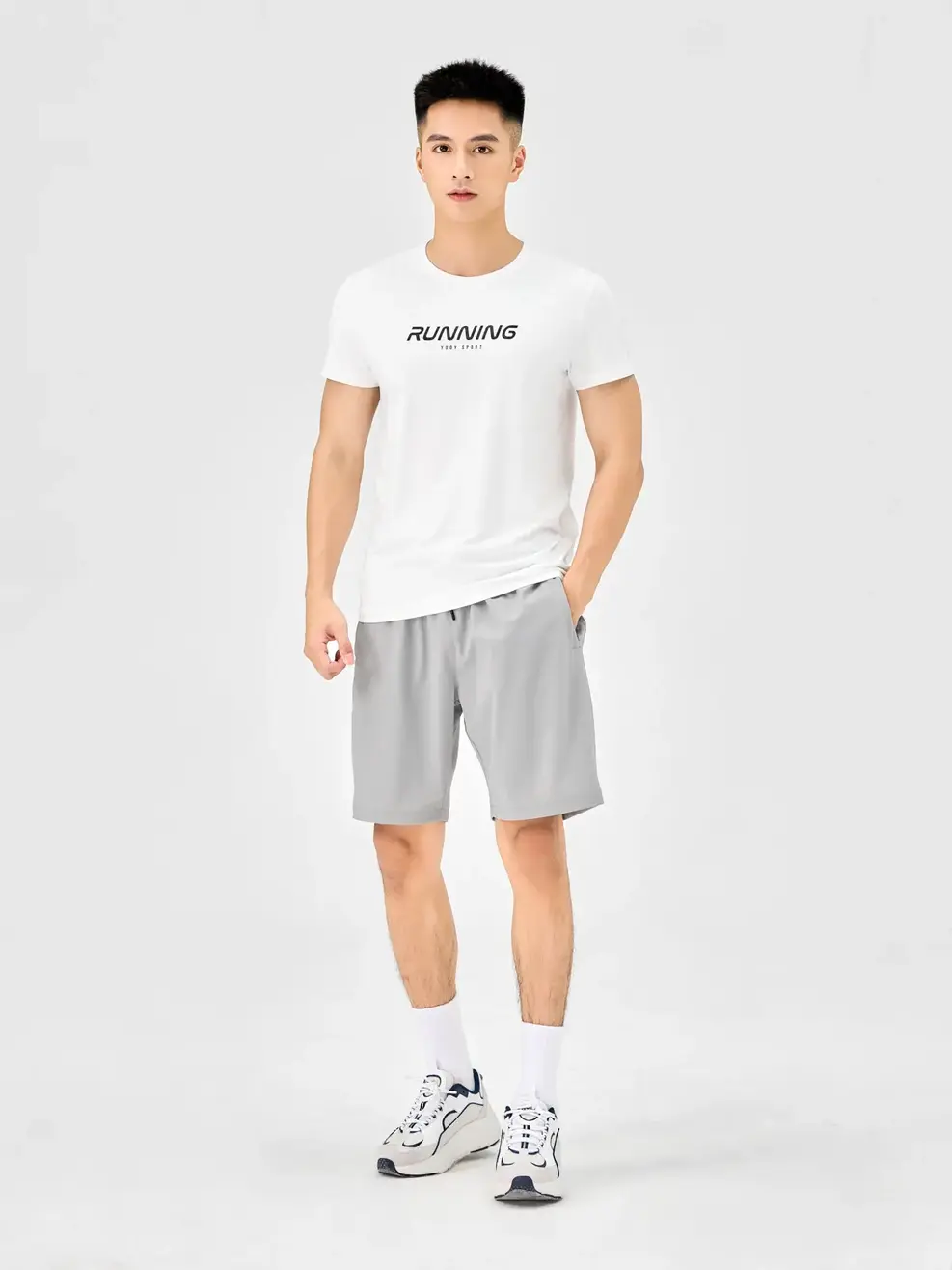 T-shirt Thể Thao Nam In Running - Trắng - M