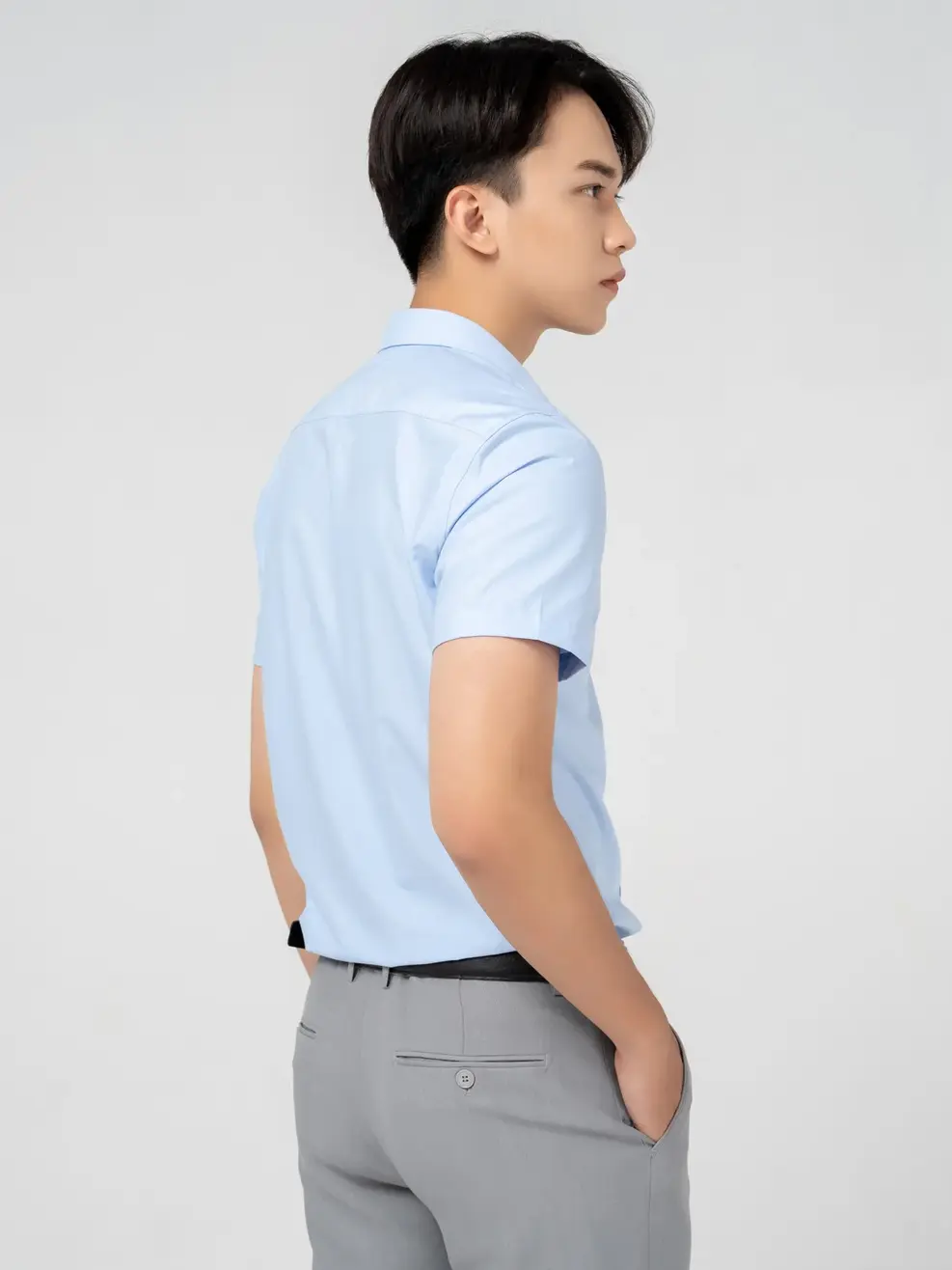 Sơ mi nam cộc tay túi ngực 3M - Xanh nhạt - M