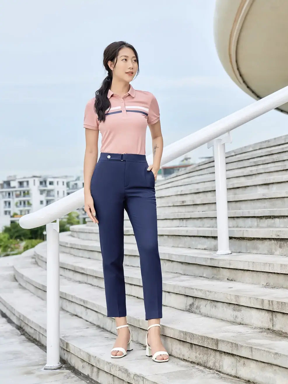 Quần âu nữ côn đai cạp - Tím than - M