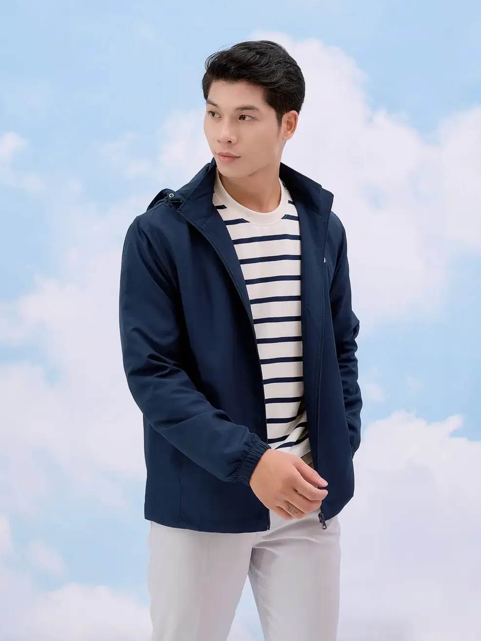 Áo khoác gió nam trượt nước thông minh - Navy - M