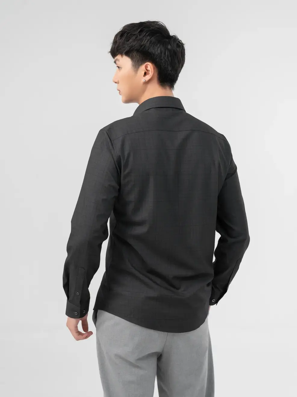 Sơ Mi Dài Tay Bamboo Kẻ Caro - Đen - M