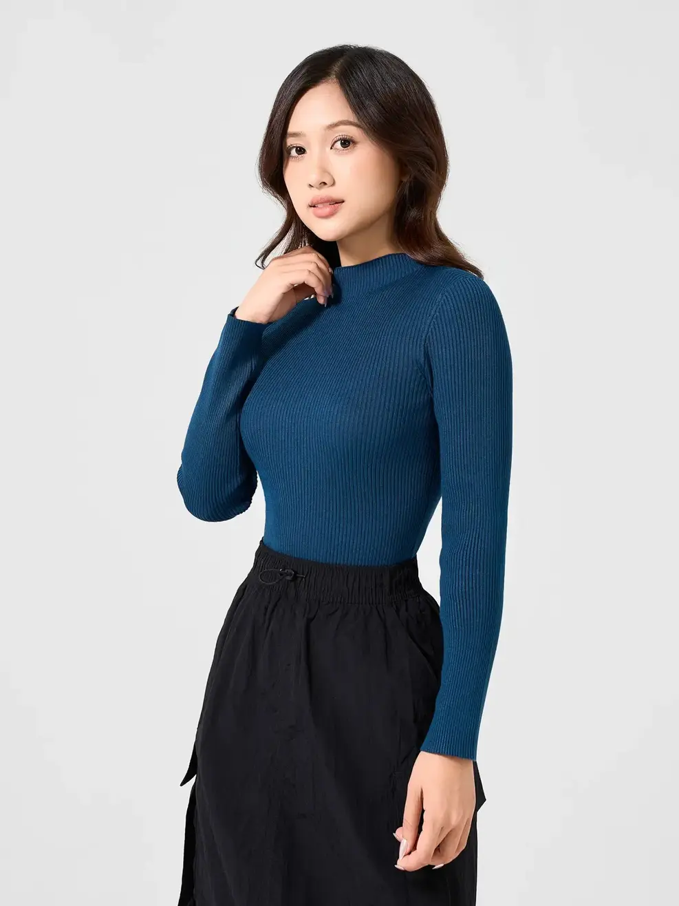 Áo Len Nữ Cổ Liền - Xanh cổ vịt - S