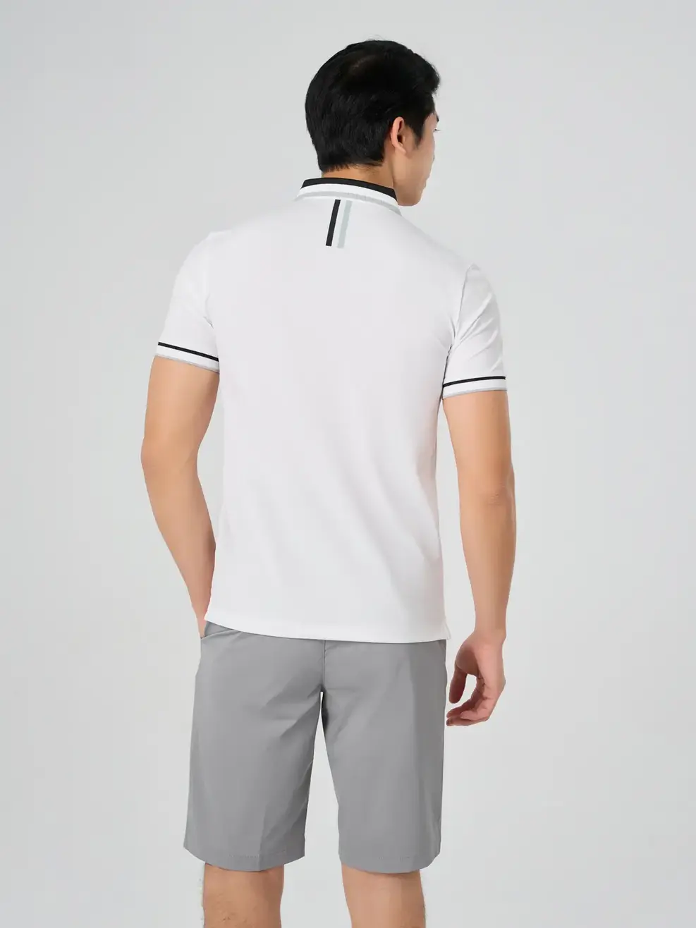 Áo Polo Nam Bo Dệt In Kẻ - Trắng 001 - 2XL