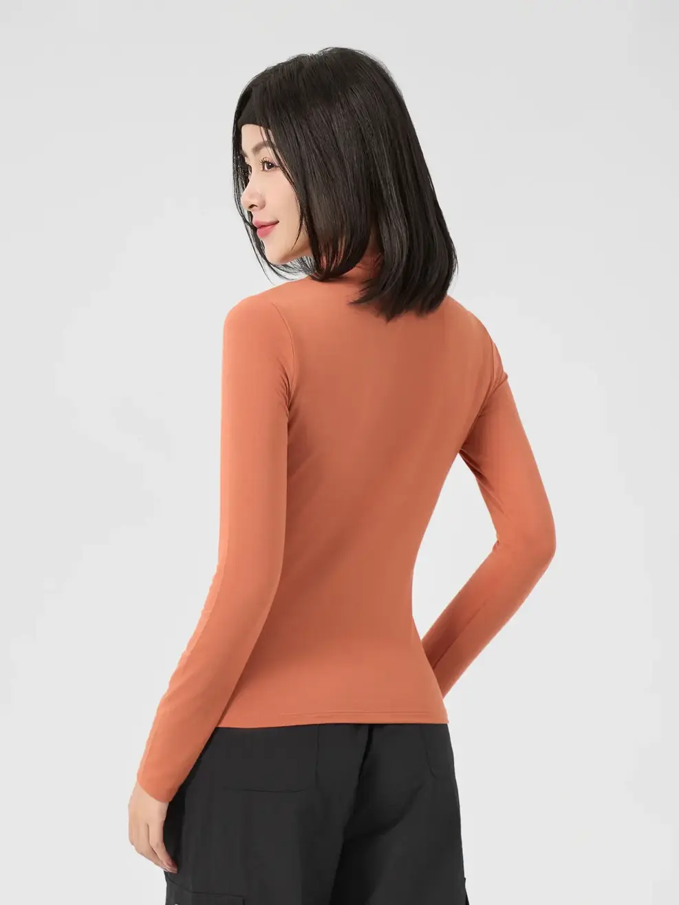 Áo Thu Đông Nữ Giữ Nhiệt Cổ 3cm - Cam đất - S