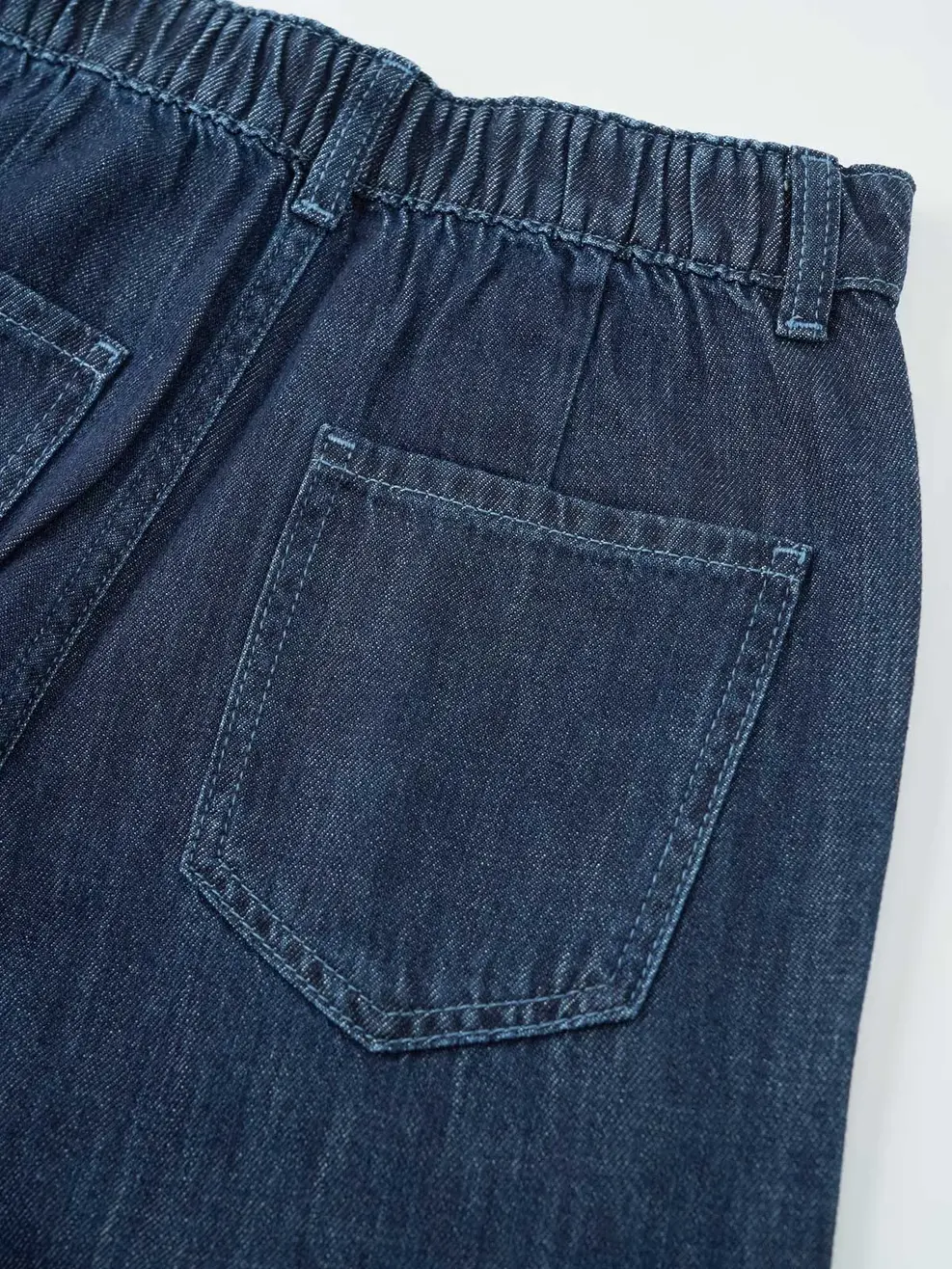 Quần Jeans Ống Suông Cạp Chun Mỏng Nhẹ - Màu chàm 001 - 26