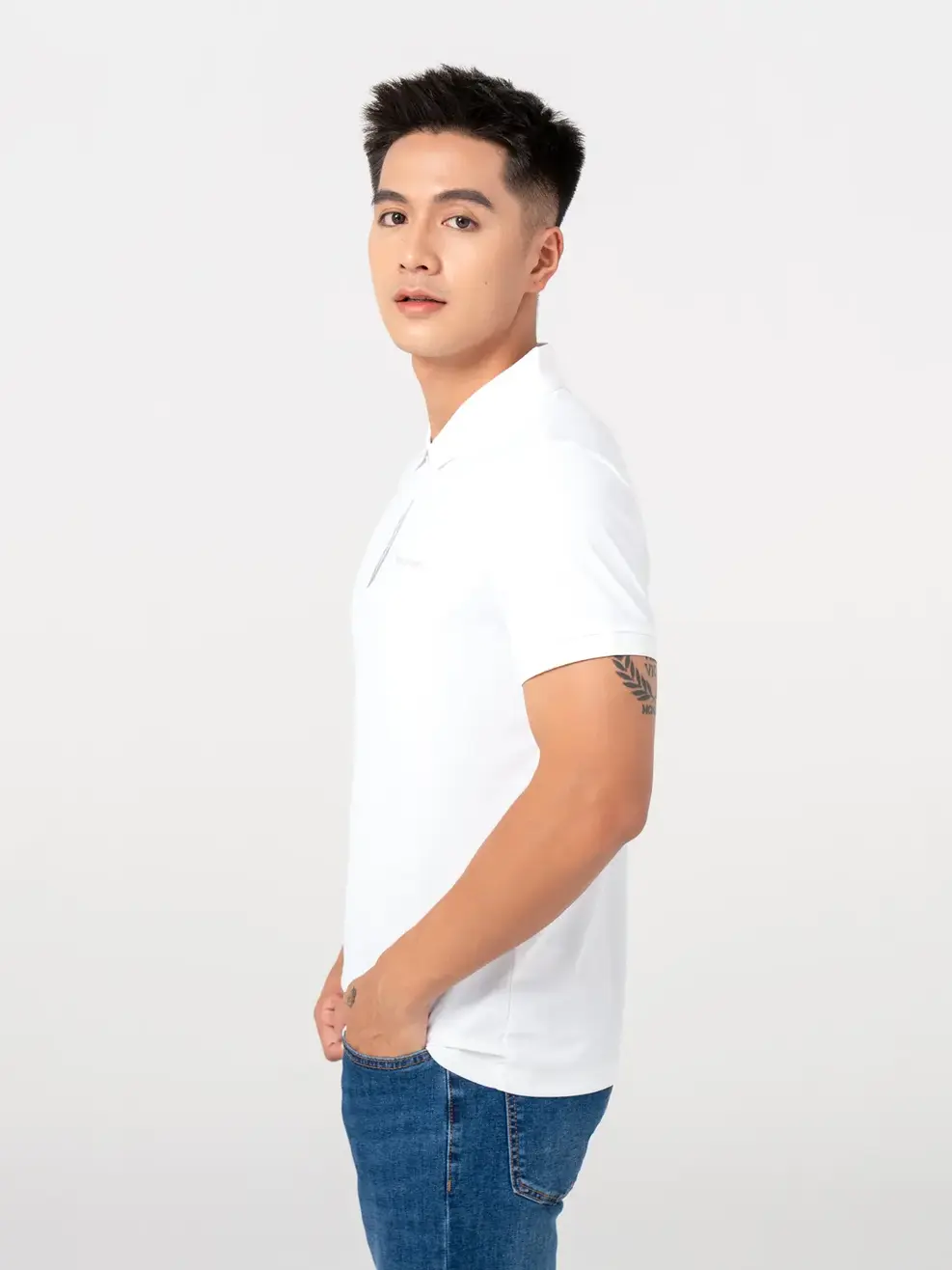 Polo Thể Thao Nam Trụ Khóa In Phản Quang - Trắng - M