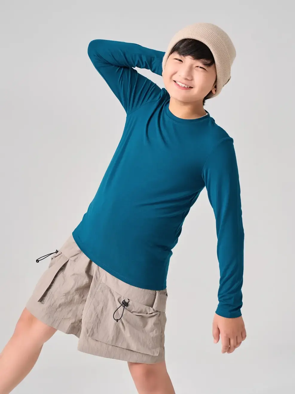 Áo Thu Đông Trẻ Em Giữ Nhiệt Cổ Tròn - Xanh cổ vịt - 10-11