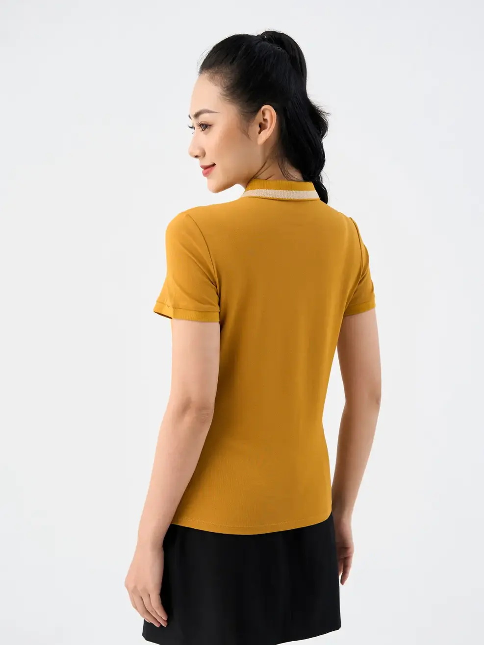 Áo Polo Nữ Mắt Chim Phối Bo - Vàng - 2XL