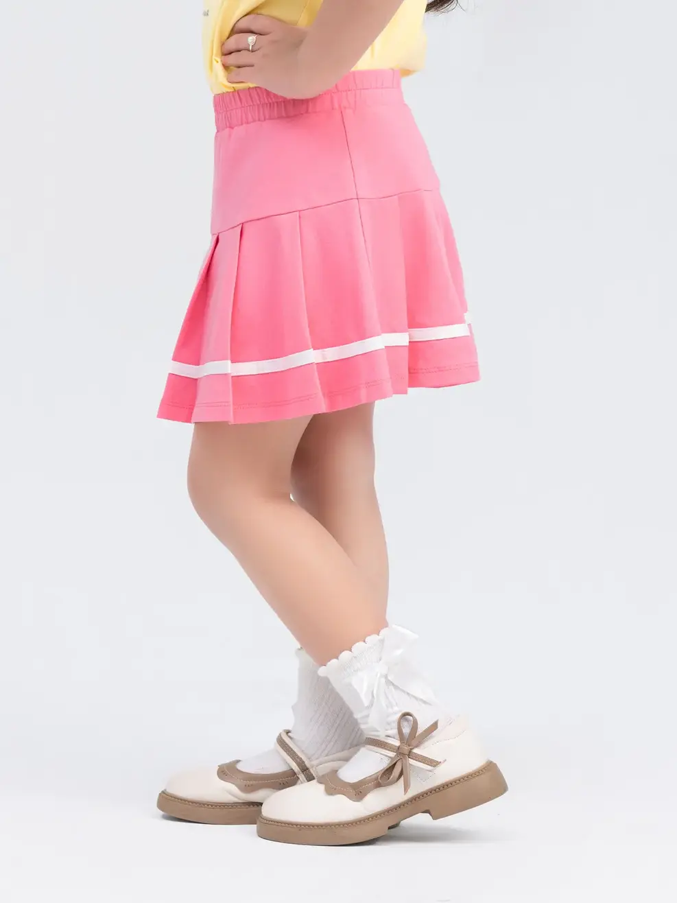 Chân Váy Trẻ Em Xếp Ly Hai Tầng - Hồng đậm - 2-3