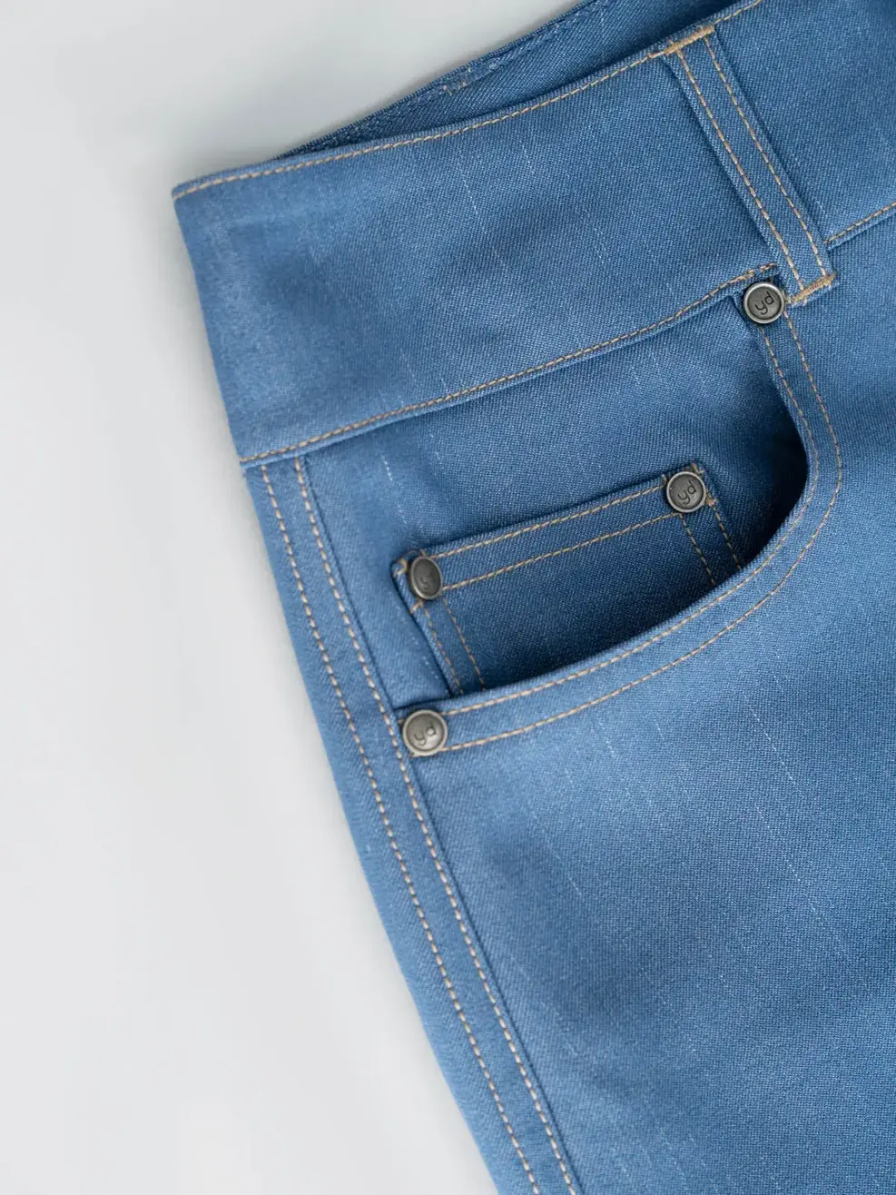 Quần Âu Nữ Suông Giả Denim Cá Tính - Xanh nhạt - S