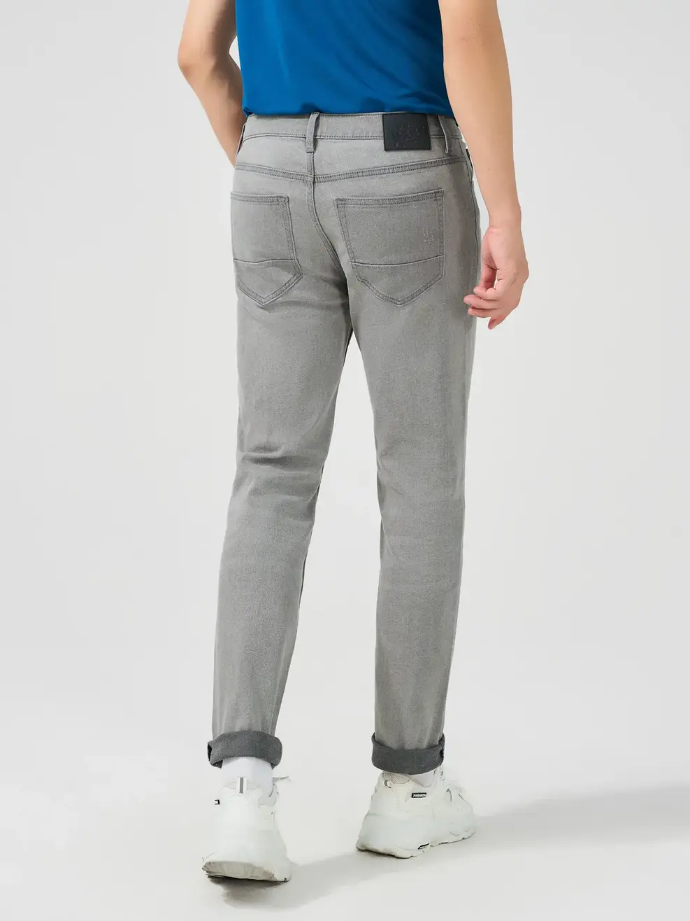 Quần Jeans Nam Slim Fit Poly Bền Vững - Ghi - 28