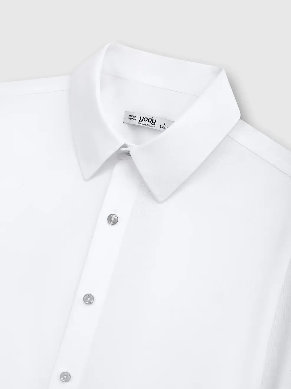 Áo Sơ-mi nam cơ bản cổ dựng phom Slim Fit - White 004 - M