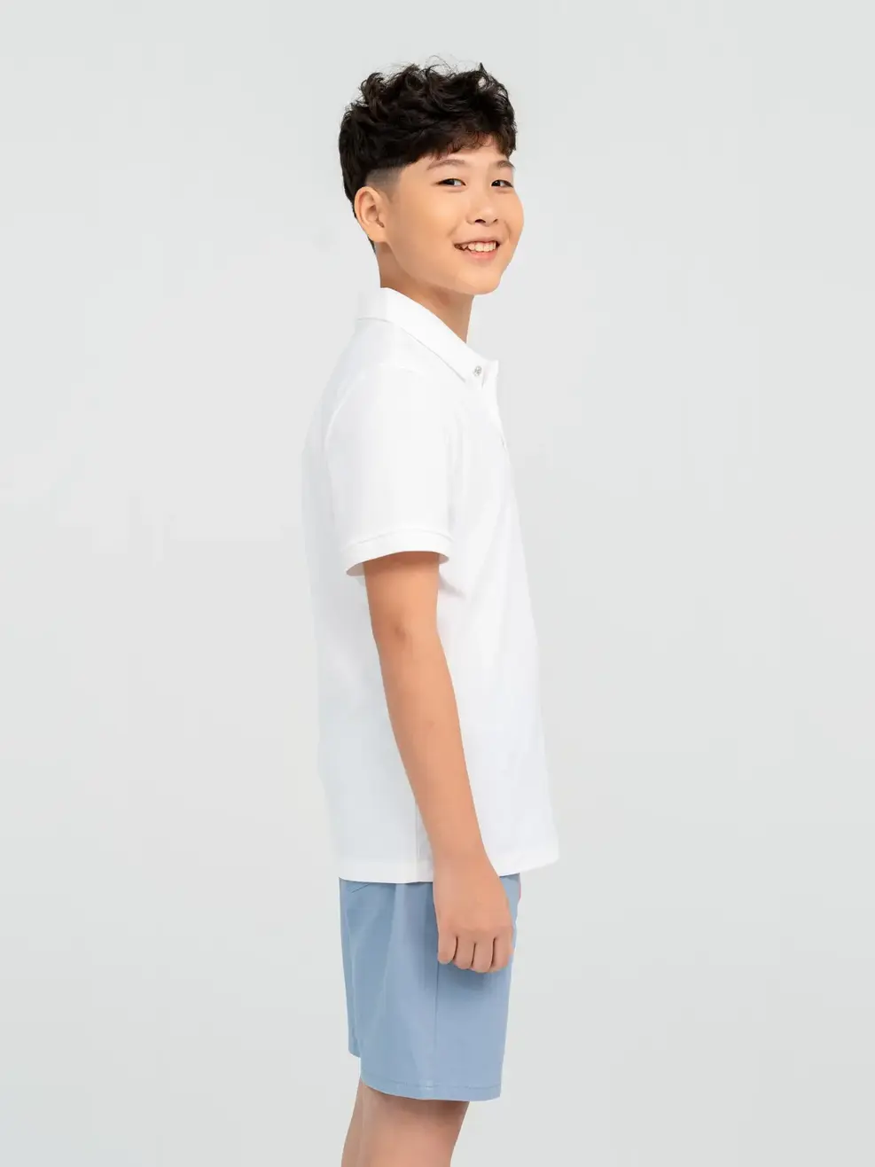 Áo Polo Thể Thao Trẻ Em In Cậu Bé Đá Bóng - Trắng - 8