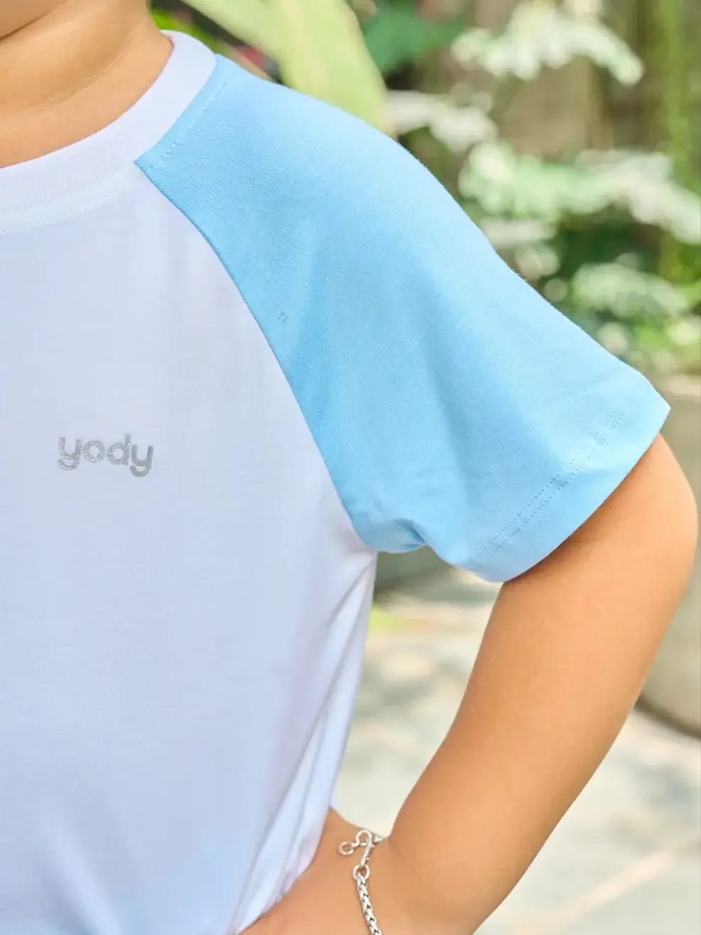 Bộ đồ kid tay raglan - Trắng Xanh - 2