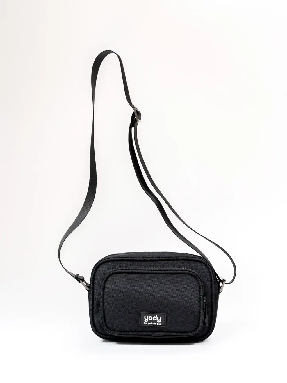 Túi Unisex Vải 2 Ngăn Đeo Chéo - Đen