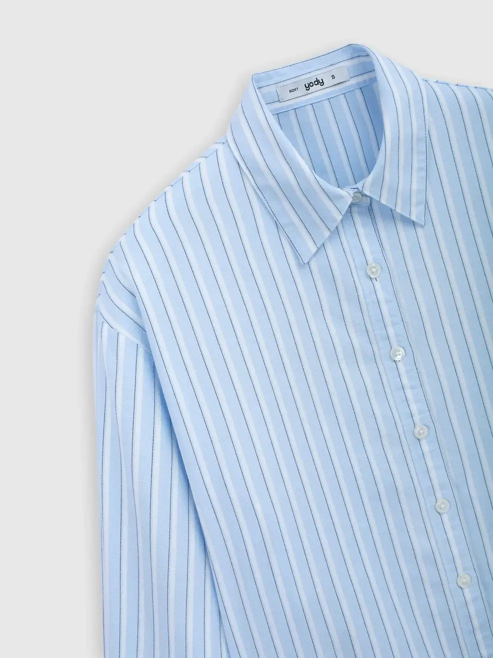 Áo Sơ-mi Boxy Stripes - Kẻ Xanh Da Trời 200 - S