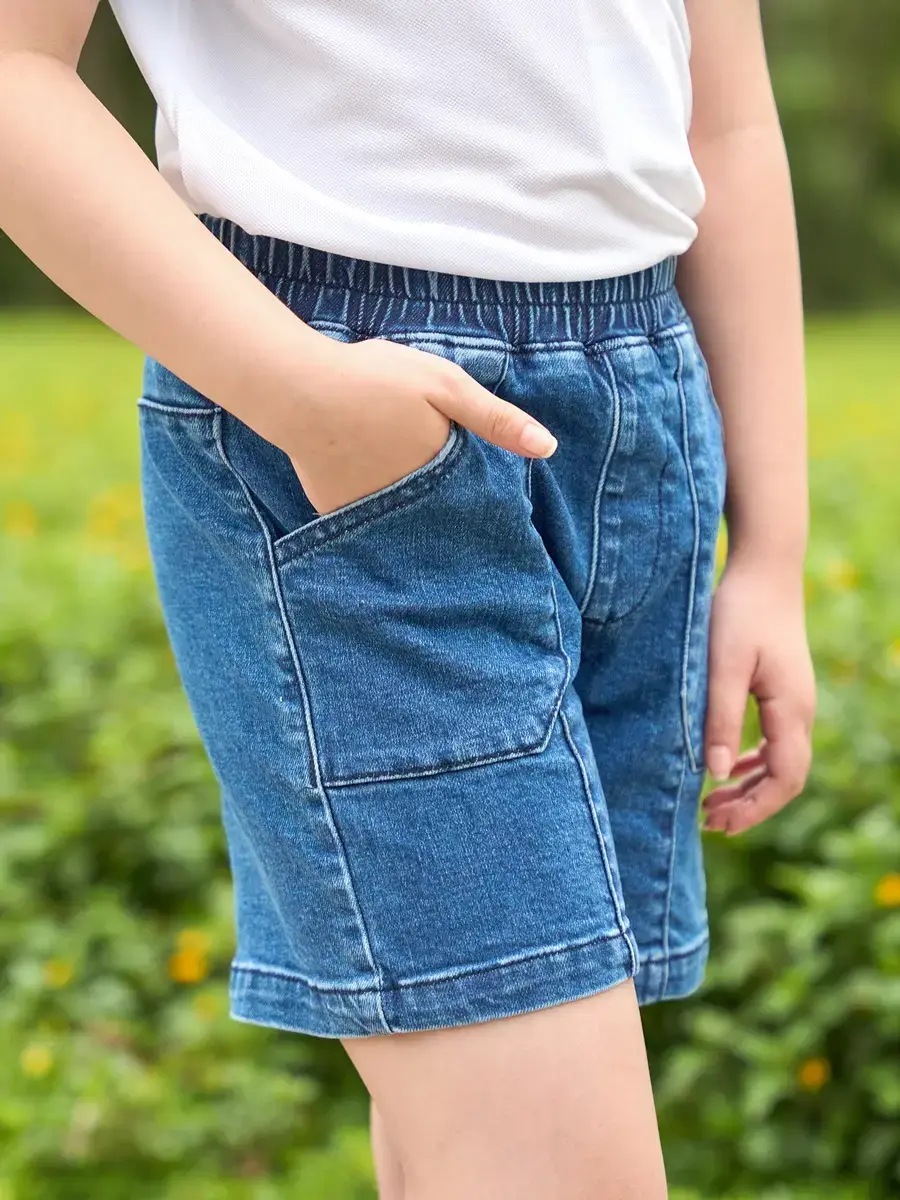 Quần jeans sooc kid - Xanh đậm - 6-7