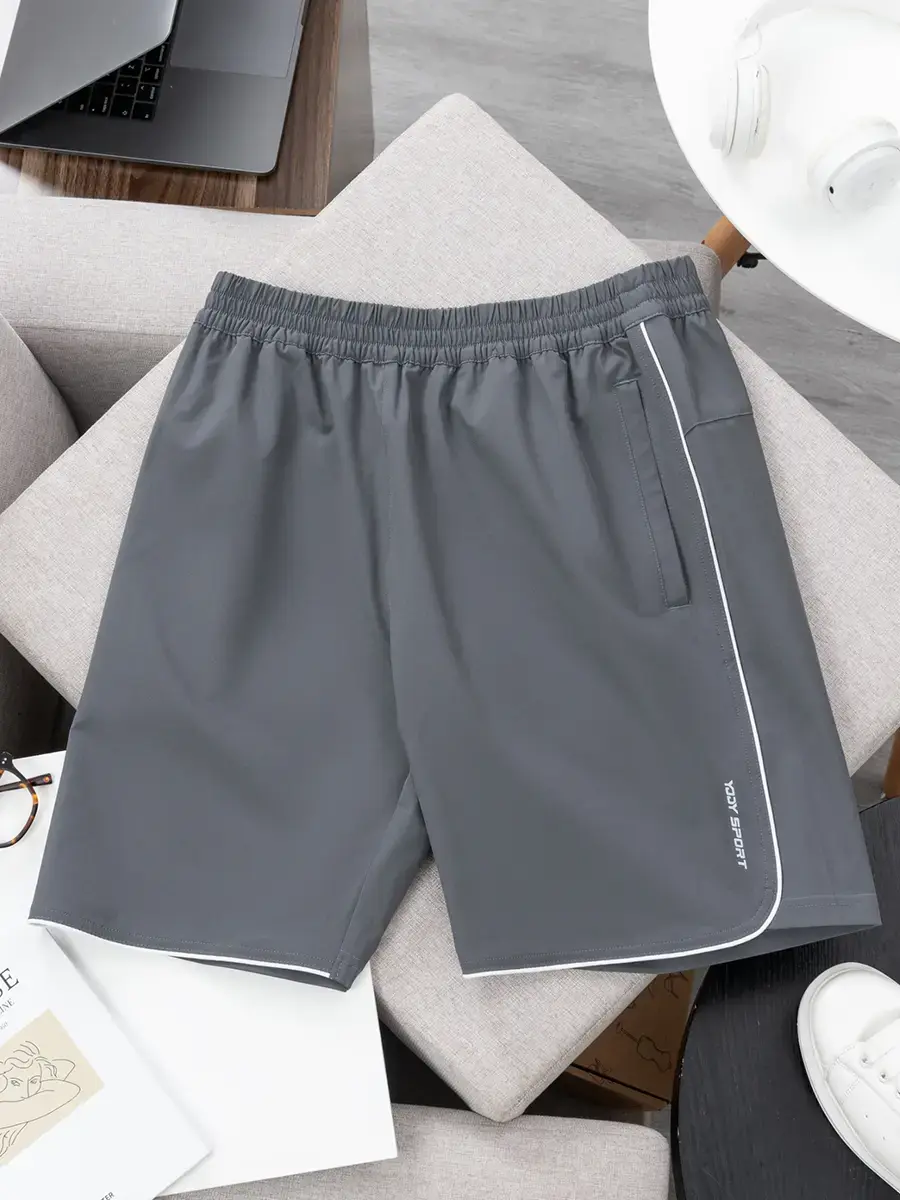 Quần short nam thể thao phối sườn - Ghi - 33